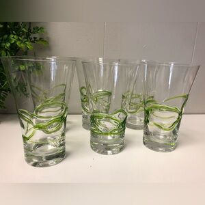 Bormioli Rocco Ceralacca Green Lui Tumblers Set of 6 Handblown 5 3/4” Tall EUC